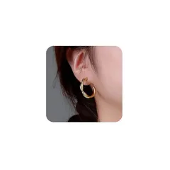 【Mesaro】ピアス レディース フープ つけっぱなし サージカルステンレス 金属アレルギー対応 リング ツイスト キャッチレス サークル シンプル 可愛い 華やか 個性的 ひねり シルバー ゴールド 大きめ 両耳 2個 ギフト 0