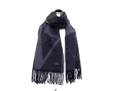 ■美品■ LANVIN ランバン フリンジ マフラー ストール ショール 防寒具 メンズ レディース グレー系 DM6736のサムネイル