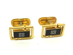 GIVENCHY ジバンシィ ヴィンテージ  カフリンクス カフスボタン アクセサリー ビジネス 紳士 メンズ ゴールド系×ブラック系 DN1757のサムネイル