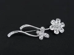 ■極美品■ SWAROVSKI スワロフスキー ラインストーン フラワー バタフライ ピンブローチ ピンバッチ アクセサリー シルバー系 DN1739