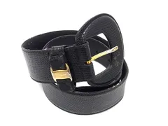 Salvatore Ferragamo フェラガモ ヴァラリボン リザード型押しレザー ベルト レディース ブラック系 DN2261のサムネイル