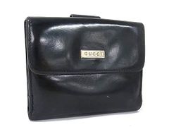 GUCCI 二つ折り財布 ブラック エナメル - メルカリ