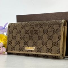 GUCCI 長財布 GGキャンバス レザー ロゴプレート フラップ 白 - メルカリ