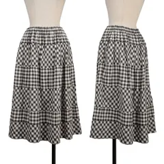 トリココムデギャルソンtricot COMME des GARCONS コットン切替ギンガムチェックスカート 白黒M位のサムネイル
