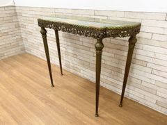 イタリア製 ロココ様式 天使と薔薇のサイドテーブル花台 花瓶付 96cm