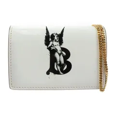 BURBERRY バーバリー チェーンウォレット コインケース カードケース - レザー ホワイト ブラック ゴールド金具  名刺入れ 小銭入れ エンジェル 天使 