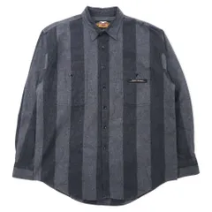HARLEY DAVIDSON フランネル ワークシャツ L グレー ストライプ コットン メキシコ製