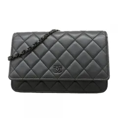 シャネル(Chanel) シャネル 財布・ショルダーウォレット マトラッセ チェーンショルダー ラムスキン ブラックレディース