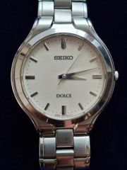 美品 SEIKO 5E31-5B10 ドルチェ シルバー文字盤 クオーツ メンズ