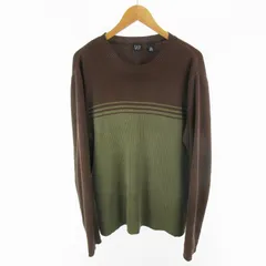 ギャップ GAP OLD 00’S セーター コットンニット ボーダー バイカラー L ブラウン グリーン 茶 緑 ヴィンテージ オールド