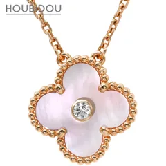 ヴァンクリーフアーペル Van Cleef & Arpels ネックレス ヴィンテージ アルハンブラ ピンクXローズゴールド 2025年ホリデー限定 ピンクシェル 1Pダイヤ 18K VCARPMOP00 【箱】【中古】のサムネイル