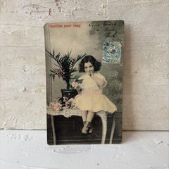 アンティーク ポストカード 薔薇と美しい少女 フランスアンティークポストカード 少女と薔薇の彩色写真｜1900年代