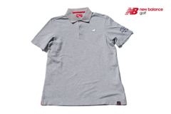 New Balance Used Short-Sleeve Polo Shirt for Men, Golf Wear, Size 5, Gray