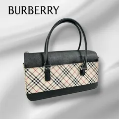 Burberry バーバリー ハンドバッグ バッグ 鞄 ノバチェック チェック柄 ブラックレザー レザー キャンバス ベージュ系 ブラック レディース ★中古品★のサムネイル