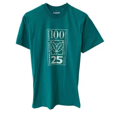 90s USA製 Hanes 半袖 プリントTシャツ M グリーン ヘインズ プルオーバー 90年代 コットンポリ カットソー 夏物 a805-6033のサムネイル