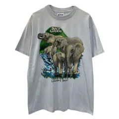 90s USA製 Hanes 半袖 アニマルTシャツ XL ライトブルー ヘインズ プルオーバー コットンポリ 90年代 プリントTシャツ ゾウ 夏物 a805-6049のサムネイル