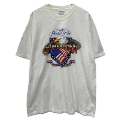 メキシコ製 Hanes 半袖 プリントTシャツ XL ホワイト ヘインズ プルオーバー ビッグプリント タカ コットン100% 夏物 a805-6061のサムネイル