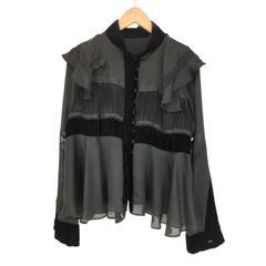 sacai サカイ ストライプ フリル ブラウス シャツ アシンメトリー