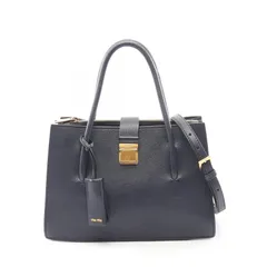 ミュウ ミュウ Miu Miu ハンドバッグ MADRAS マドラス 2WAY 5BA104 ネイビー レザー マドラス 2wayハンドバッグ レディース Used A