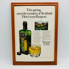 ビンテージ 広告　ポスター　『 パスポートスコッチ (Passport Scotch) 』 1960's　額付　※当時物　オリジナル 輸入雑貨 ( AZ2419 )のサムネイル