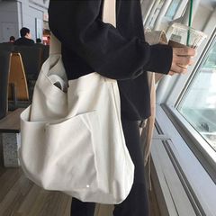 トートバッグ 本革 バケツ型 縦型 オフホワイト Lサイズ 軽量 ワン