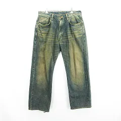 エドウィン EDWIN 505 1505 デニム ジーンズ ボトムス ワイドストレート ユーズド加工 セルビッチ 32 インディゴ ※EKM