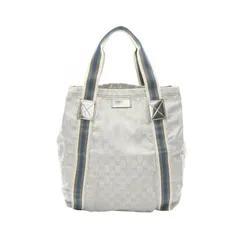グッチ GUCCI トートバッグ GGキャンバス シェリーライン 189669 シルバー キャンバス レザー トートバッグ レディース Used B