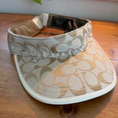 人気】COACH シグネチャー柄 キャップ ホワイト×レザー 調整可能