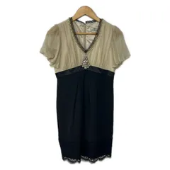 GRACE CONTINENTAL(グレースコンチネンタル) ワンピース サイズ36 S レディース - ベージュ×黒 半袖/ひざ丈/レース/ビジュー/ビーズ