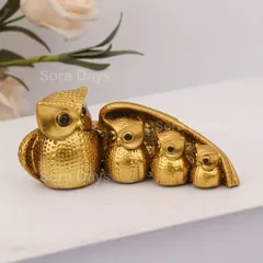 置物 フクロウ 親子 オブジェ オーナメント 飾り 卓上インテリア 北欧 かわいい おしゃれ ナチュラル モダン 高級感 金色 ゴールド 開運 縁起物 玄関 リビング オフィスデスク 本棚 ディスプレイ 誕生日ギフト ミニ ゴールド シルバー