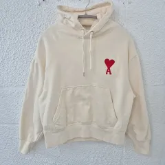 アミ スモール ハート ロゴ 弱起毛 フードTシャツ アイボリーのサムネイル