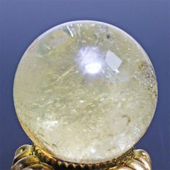 D471-25〕約30mm シトリン 虹入り スフィア Citrine 丸玉 黄水晶 置物