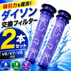 Dyson ダイソン 交換用 フィルター 2本セット v6 v7 v8 対応 互換品 掃除機用 水洗い可能 洗える 予備フィルター メンテナンス お手入れ 簡単 長持ち 吸引力維持のサムネイル