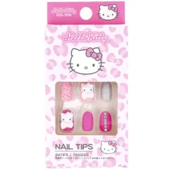 ハローキティ ネイルチップ ヒョウ柄 24枚入 接着用シール付き！  24TIPS・10SIZES。 ※プレップパッドは付属しておりません。