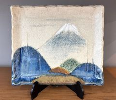 寺田みのる 瀬戸焼 陶額「富士山」 用心箱合布 飾り皿 大皿 角皿 インテリア 瀬戸焼 寺田みのる 富士山 飾り皿 角皿 盛り皿 - メルカリ