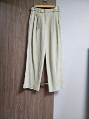 blancvertブランバールホワイト パンツ ウエストゴム 裾ダブル - メルカリ