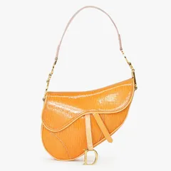 極美品 Christian Dior クリスチャンディオール サドルバッグ  ワンショルダーバッグ RU 0060 トロッター パテントレザー ガリアーノ期 中古 4a002090
