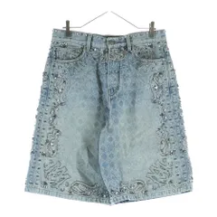 AMIRI (アミリ) クリスタル トリム バンダナ 総柄 デニム ショーツ ハーフパンツ インディゴのサムネイル