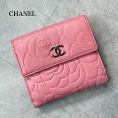 美品 CHANEL シャネル カメリア ココマーク 二つ折り財布 wホック
