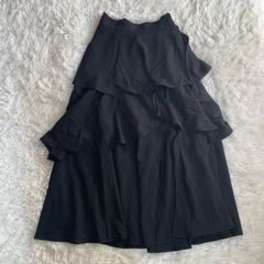 RALPH LAUREN シルクフリルスカート 黒 アシメティアード 日本製 RALPH LAUREN シルクフリルスカート 黒 アシメティアード 日本製