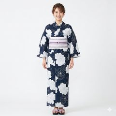 ◇ノー皺加工最高級クールパス◇モダン花傘雨花の夏浴衣◇洗えるしわに
