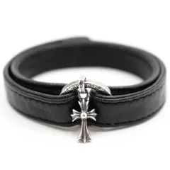 【希少】CHROME HEARTS クロムハーツ レザー ブレスレット メンズ レディース ユニセックス DBL MRAP NTFL V1 ベイビーファット NTFL CHクロス チャーム ダブルラップ アクセサリー ブラック 黒 シルバーのサムネイル