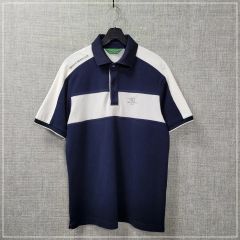 超美品 J.LINDEBERG ポロシャツ ホワイト ネイビー M バイカラー