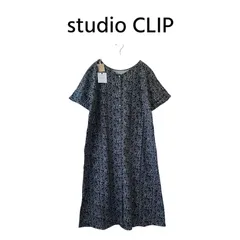 新品 未使用 タグ付き studio CLIP プチフラワー2WAYワンピース M ブラック リネン スタディオクリップ