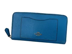 COACH コーチ アコーディオン ジップ アラウンド レザー 長財布 ラウンドファスナー F54007 ブルー系
