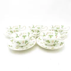 未使用 WEDGWOOD ウェッジウッド ワイルドストロベリー ティーカップ＆ソーサー 5客 セット ピオニー SM5275F2 