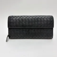 4134 BOTTEGA VENETA ボッテガヴェネタ 長財布 ブラック レザー イントレチャート フラップ コンチネンタル