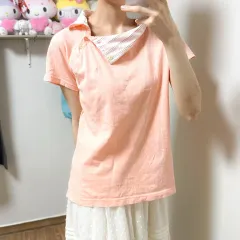 ヴィンテージ コーラル ストライプ 半袖 Tシャツ 姫ギャル 森ガール 蒼井 優 日本ブランド ラテ
