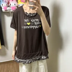 ヴィンテージ ドット ハート レイ Tシャツ 姫ギャル 森ガール 蒼井 優 はぐみ깔 ロギャル