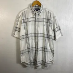 Ralph Lauren ラルフローレン BD ボタンダウン シャツ チェック 総柄 ワンポイント ポニー 刺繍 コットン 古着 ホワイト L BLAKE 90s～ 00s E446